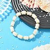 Electroplated Shell Pearl & Brass Beaded Stretch Bracelets for Women BJEW-JB13996-1