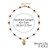 Ocean Alloy Shell Shape Pendant Iron Glass Beaded Chain Necklaces for Women WGB00FB-03-1