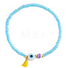 Glass Seed Bead Evil Eye Stretch Bracelets TV4685-1-1