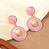 304 Stainless Steel & Enamel Dangle Stud Earrings EJEW-Z170-01G-02-1