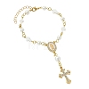 Brass Enamel & Shell Pearl Pendant Decorations HJEW-YW00501-01-1