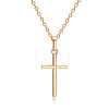 Real 18K Gold Plated Cross Brass Cubic Zirconia Pendant Necklaces NJEW-EE0001-14A-1