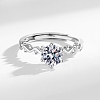 Rhodium Plated 925 Sterling Silver Micro Pave Cubic Zirconia Adjustable Rings AJEW-U007-18P-2