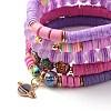 Natural Lava Rock & Polymer Clay Heishi Beads Stretch Bracelets Sets BJEW-JB07439-9
