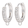 Anti-Tarnish Rhodium Plated 925 Sterling Silver Huggie Hoop Earring Findings X-STER-C010-01P-1