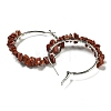 Alloy with Copper Wire Natural Red Jasper Hoop Earrings EJEW-Q388-01B-2