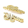 Mother's Day Brass Micro Pave Cubic Zirconia Word Mama Connector Charms KK-M324-01C-G-2