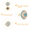 8Pcs 2 Styles Brass Pave Clear & Deep Sky Blue Cubic Zirconia Connector Charms KK-DC0003-42-5