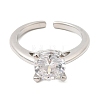 Brass Micro Pave Cubic Zirconia Cuff Open Rings for Women RJEW-B160-04P-4