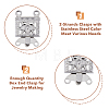 100 Sets 2-Strands 4-Holes 304 Stainless Steel Box Clasps STAS-DC0012-94-4