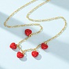 Valentine's Day Brass Enamel Red Heart Pendant Necklaces for Women NJEW-A071-13B-G-1