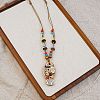 Adjustable Ethnic Handmade Porcelain & Wood Colorful Pendant Waxed Cord Necklaces WG91B87-04-1