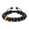 Natural Tiger Eye & Lava Rock Round Beads Adjustable  Bracelets TV6214-6-1