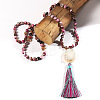 Bohemian Oval Natural Druzy Agate Tassel Pendant Necklaces FS-WGAFDEB-01-2