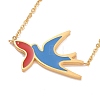 Colorful Enamel Swallow and Fish Pendant Necklace NJEW-G019-01G-1