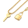 2Pcs 2 Style Key and Padlock Pendant Necklaces Set NJEW-G036-10G-1