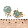 Brass Micro Pave Cubic Zirconia Stud Earring Findings with Natural Amazonite KK-Z096-05G-10-3