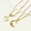 304 Stainless Steel Micro Pave Clear Cubic Zirconia Pendant Necklaces for Women NJEW-Z103-01G-01-1