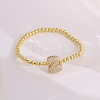 Brass Micro Pave Clear Cubic Zirconia Beaded Stretch Bracelets for Women FS-WGB95F4-02-1