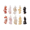 10Pcs 5 Colors 12 Constellation Natural Citrine & Golden & Stainless Steel Color Sheen Obsidian & Rose Quartz & Gold Rutilated Quartz & South Red Agate Pendants PALLOY-JF02839-06-1