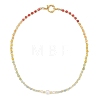 Gradient Color Gemstone & Natural Cultured Freshwater Pearl Beaded Necklaces NJEW-JN06316-3