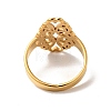 Ion Plating(IP) 201 Stainless Steel Oval with Flower Thick Finger Ring for Women RJEW-G266-12G-2