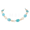 Ocean Synthetic Turquoise Turtle Starfish & Oval Acrylic & Round Glass Pearl Beaded Necklaces for Women NJEW-JN06077-4