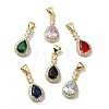 Rack Plating Real 18K Gold Plated Brass Micro Pave Cubic Zirconia Pendants KK-B084-07G-1