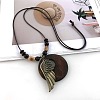 Bohemian Wood Donut Alloy Pendant Long Necklaces for Women FS-WGBD296-05-1