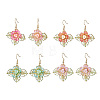Flower Brass Glass Seed Beads Dangle Earrings EJEW-MZ00650-3
