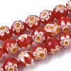 Handmade Millefiori Lampwork Beads Strands LAMP-R143-01F-1