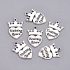 Tibetan Style Crown with Heart Carved Word Knitting Queen Alloy Pendants LF10473Y-2