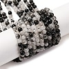 Natural Tourmalinated Quartz/Black Rutilated Quartz Beads Strands G-K305-21-C-01-2