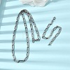 304 Stainless Steel Paperclip Chains Bracelet & Necklace Jewelry Sets SJEW-L199-15P-1