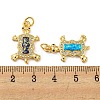 Turtle Brass Pendants Micro Pave Cubic Zirconia with Synthetic Opal KK-K356-09G-3