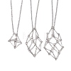 Non-Tarnish 3Pcs 3 Styles 304 Stainless Steel Cable Chain Macrame Pouch Empty Stone Holder Necklace Making NJEW-JN04970-1