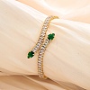 Snake Brass Pave Cubic Zirconia Link Chain Bracelets UA5889-3-1