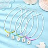 Summer Beach Natural Cowrie Shell & Alloy Fishbone Pendant Glass Beaded Necklaces for Women NJEW-JN06578-1