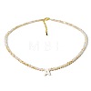 Natural White Shell Letter Faceted Glass Beaded Necklaces with 304 Stainless Steel End Chains SS7282-1-1