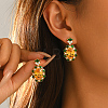 Brass Micro Pave Cubic Zirconia Oval Stud Dangle Earrings for Women TP9450-5-2