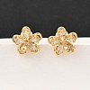 Brass Micro Pave Clear Cubic Zirconia Flower Stud Earrings EJEW-C158-17C-G-1