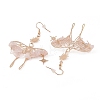 Natural Rose Quartz Gemstone Chips Dangle Earrings EJEW-S214-01C-2