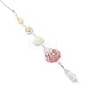 Coastal Natural Shell & Glass Cone Hanging Ornament HJEW-TA00474-2