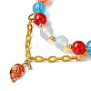 Crackle Baking Painted Glass & Transparent  Glass Beaded Stretch Bracelets BJEW-JB10744-3