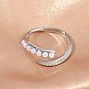 Brass Micro Pave Cubic Zirconia Cuff Open Rings RJEW-C158-01P-2