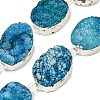 Silver Plated Dyed Oval Natural Drusy Quartz Crystal Beads Strands G-F144-01-S-1