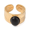 Oval Natural Dyed & Heated Black Agate Finger Rings RJEW-Z057-12G-05-2