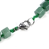 Natural Green Aventurine Hexagon Prism Graduated Beaded Necklaces for Women Men NJEW-K388-03E-3