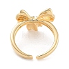 Brass Bowknot Open Cuff Ring for Women RJEW-C102-15GP-3