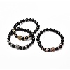 Energy Natural Black Stone Stretch Bracelets Set for Men Women BJEW-JB06722-1